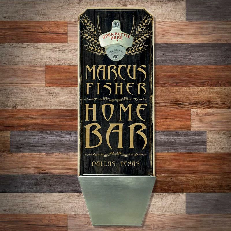 Best Pirce 🤩 Bars Add Your Name - Wall Mounted Wood Plaque Bottle Opener & Cap Catcher - Home Bar 🔥 4 Best Pirce 🤩 Bars Add Your Name - Wall Mounted Wood Plaque Bottle Opener & Cap Catcher - Home Bar 🔥 - Image 4