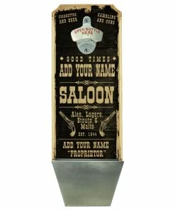 Flash Sale 🤩 Bars Add Your Name - Wall Mounted Wood Plaque Bottle Opener & Cap Catcher - Vintage Saloon 😍