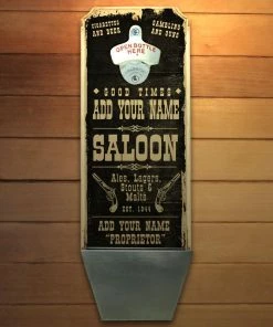 Flash Sale 🤩 Bars Add Your Name - Wall Mounted Wood Plaque Bottle Opener & Cap Catcher - Vintage Saloon 😍 -Bars Sales Shop wall mount cap catcher saloon1 800x