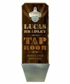 Outlet ✔️ Bars Add Your Name - Wall Mounted Wood Plaque Bottle Opener & Cap Catcher - Tap Room 🤩 -Bars Sales Shop wall mount cap catcher tap room web brn 800x