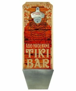 Brand new 😀 Bars Add Your Name - Wall Mounted Wood Plaque Bottle Opener & Cap Catcher - Vintage Tiki Bar 🥰