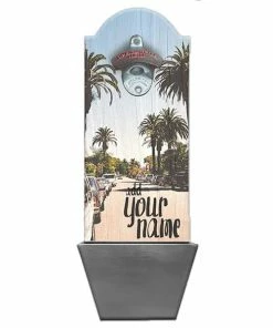 Best Pirce 😀 Bars Custom Wooden Bottle Opener With Cap Catcher - Cali Palms 🛒