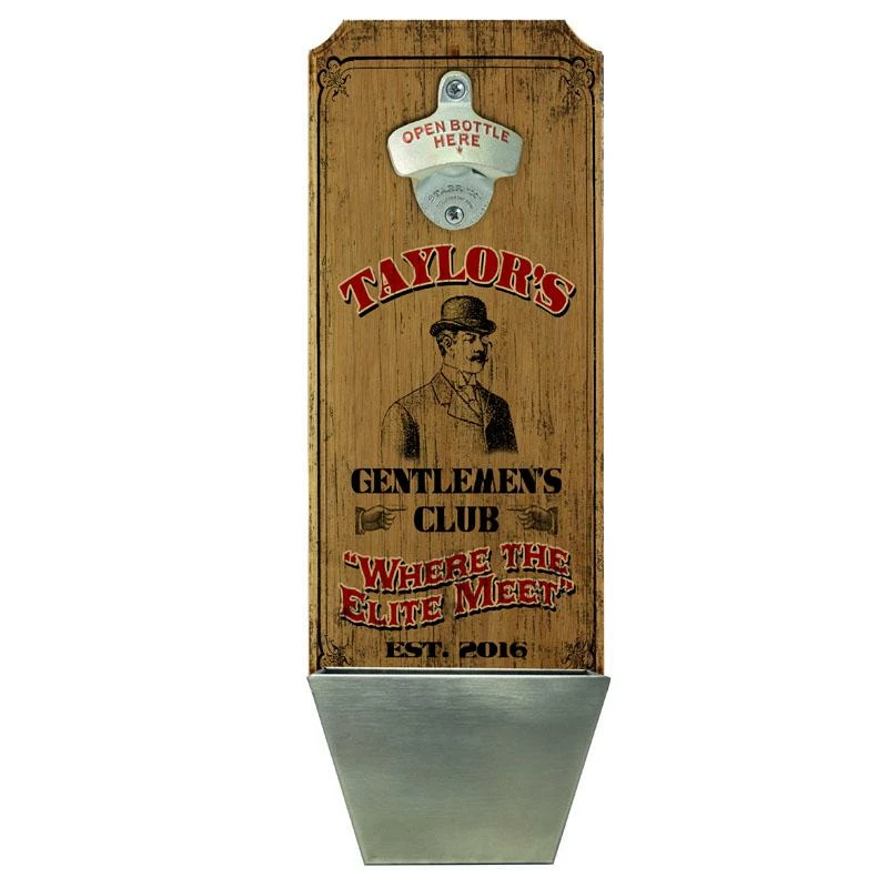 Cheapest 🤩 Bars Gentlemen's Club Wall Mounted Wood Plaque Bottle Opener & Cap Catcher - CUSTOMIZABLE 🛒 1 Cheapest 🤩 Bars Gentlemen's Club Wall Mounted Wood Plaque Bottle Opener & Cap Catcher - CUSTOMIZABLE 🛒