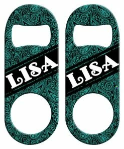 Wholesale 🔥 Bars CUSTOMIZABLE Mini Bottle Opener - Teal Paisley 🛒