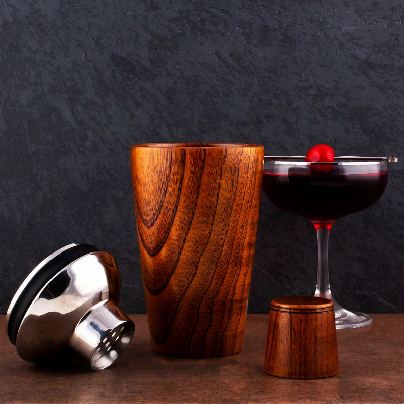 Discount ๐ Bars 17 Ounce - Solid Wood 3 Piece Cocktail Shaker ๐งจ 2 Discount ๐ Bars 17 Ounce - Solid Wood 3 Piece Cocktail Shaker ๐งจ - Image 2